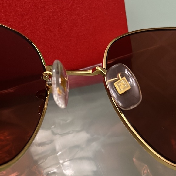 Fendi Baguette 59 mm FF Print Gold Square Frame with box and case - Picture 4 of 4